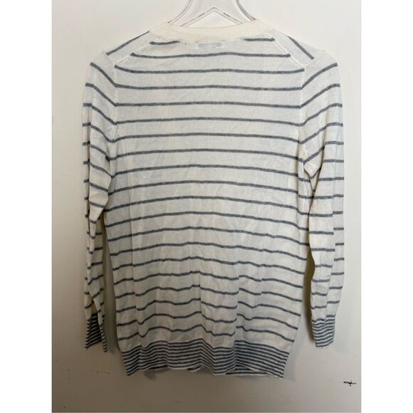 Madewell The Pocket Knit Cream/Gray Cardigan In Stripe Medium Y2K Academia Light - Picture 3 of 4